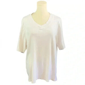 CJ Banks Plain‎ White V Neck Tee